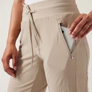 Athleta  Beige Joggers with Zipper Pocket